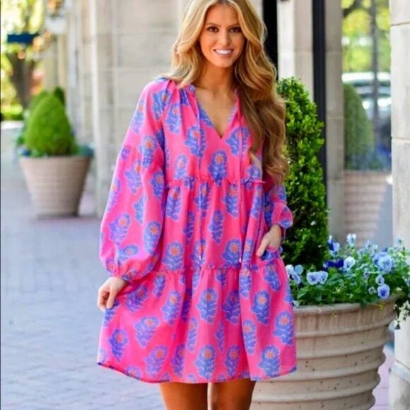 j. marie Dresses & Skirts - J. Marie Pink Blue The Piper Floral Babydoll Dress